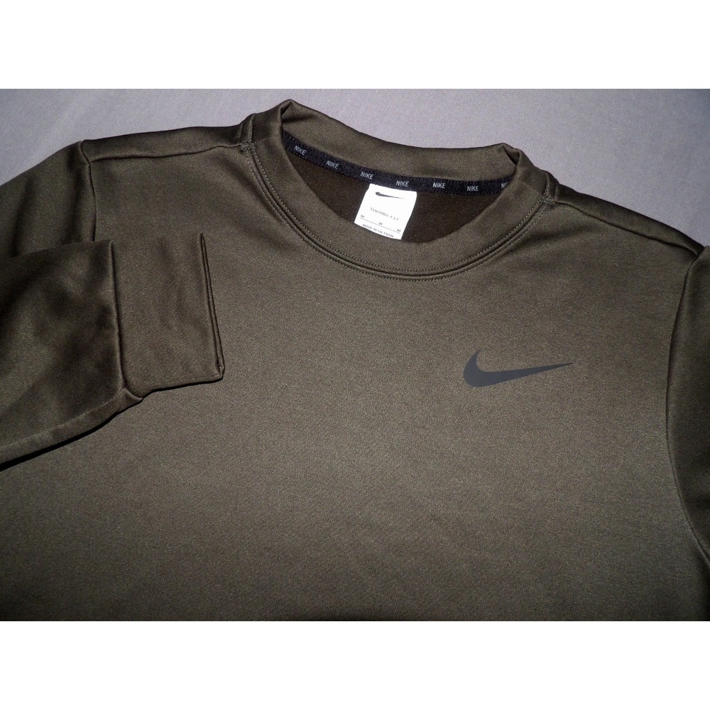 Nike Dri-Fit Polyester Fleece Lined Dark Green Crew Neck Sweatshirt Men's Medium